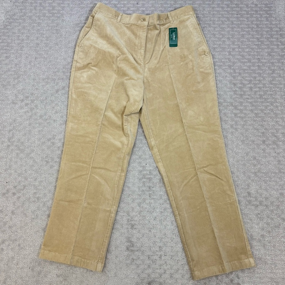 L.L. Bean Pants Womens Size 16P Classic Fit Tan Corduroy Elastic Waist Y2K Baggy